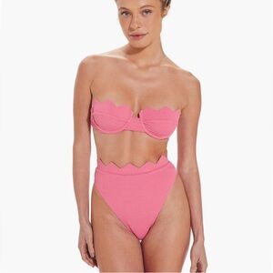 Vix Bikini Set Imani Bandeau Swim Top and Imani Hot Pants Bottom Pink NWT Size S